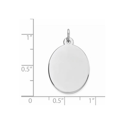Sterlingsilber Rhod-plate Eng. Oval Poliert Vorderseite/back Plättchen Charm