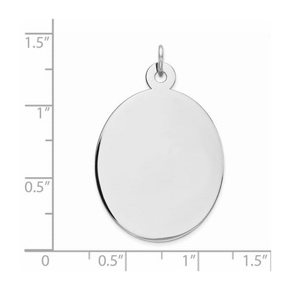 Sterlingsilber Rhod-plate Eng. Oval Poliert Vorderseite/satin Rückseite Plättchen Charm
