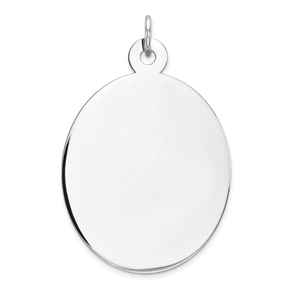 Sterlingsilber Rhod-plate Eng. Oval Poliert Vorderseite/back Plättchen Charm