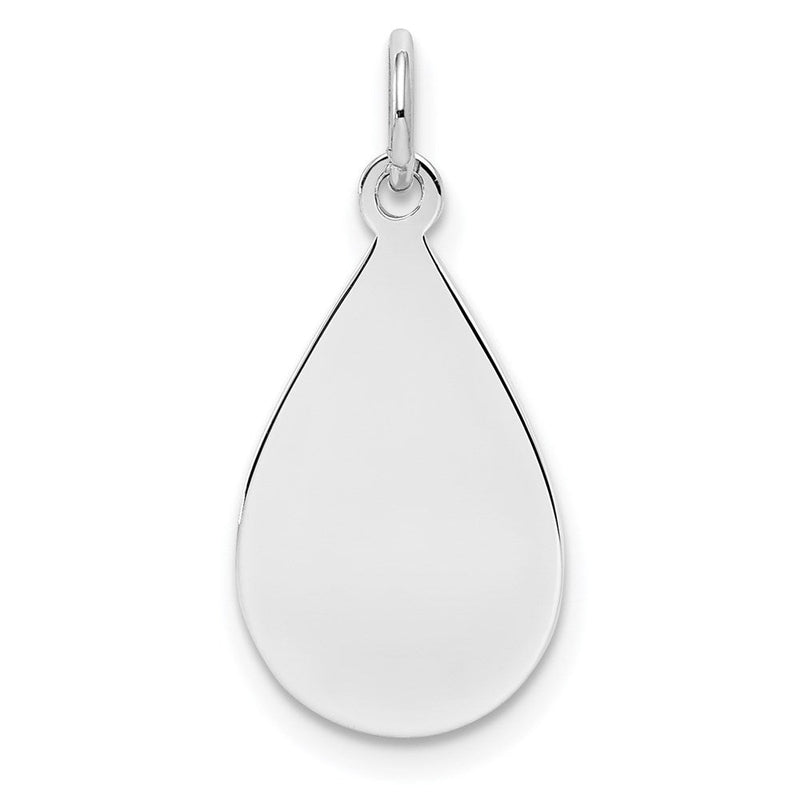 Sterlingsilber Ss Rhodiniert-plt Gravierbar Tropfen Poliert Vorderseite/satin Rückseite Plättchen Charm