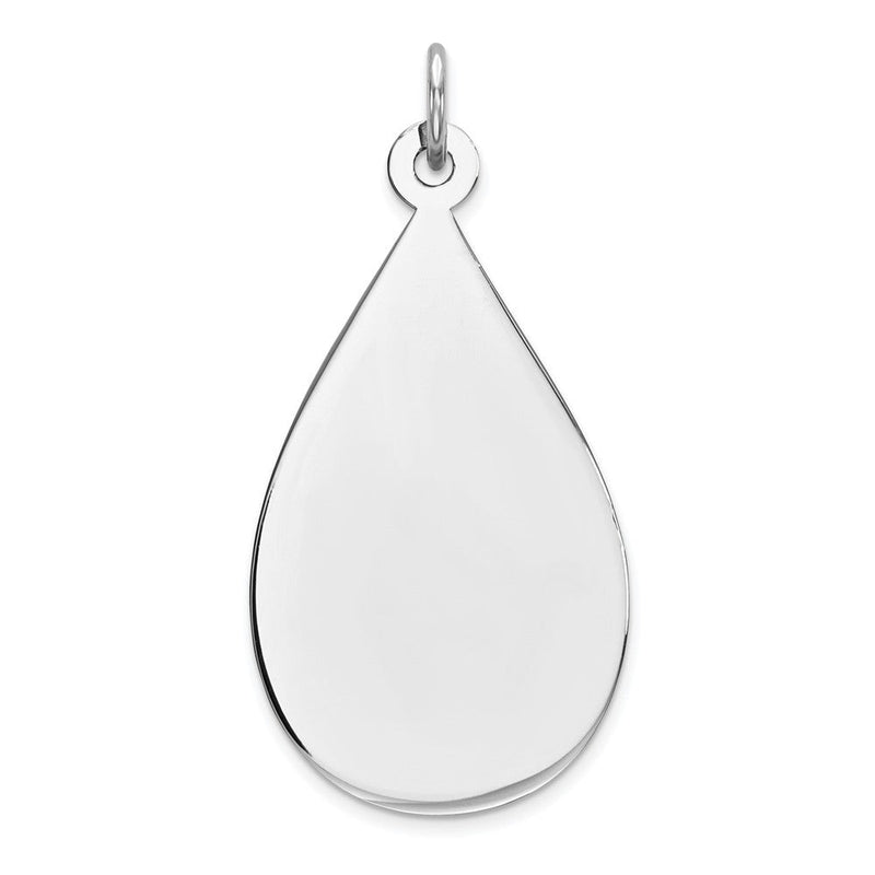 Sterlingsilber Ss Rhodiniert-plt Gravierbar Tropfen Poliert Vorderseite/satin Rückseite Plättchen Charm