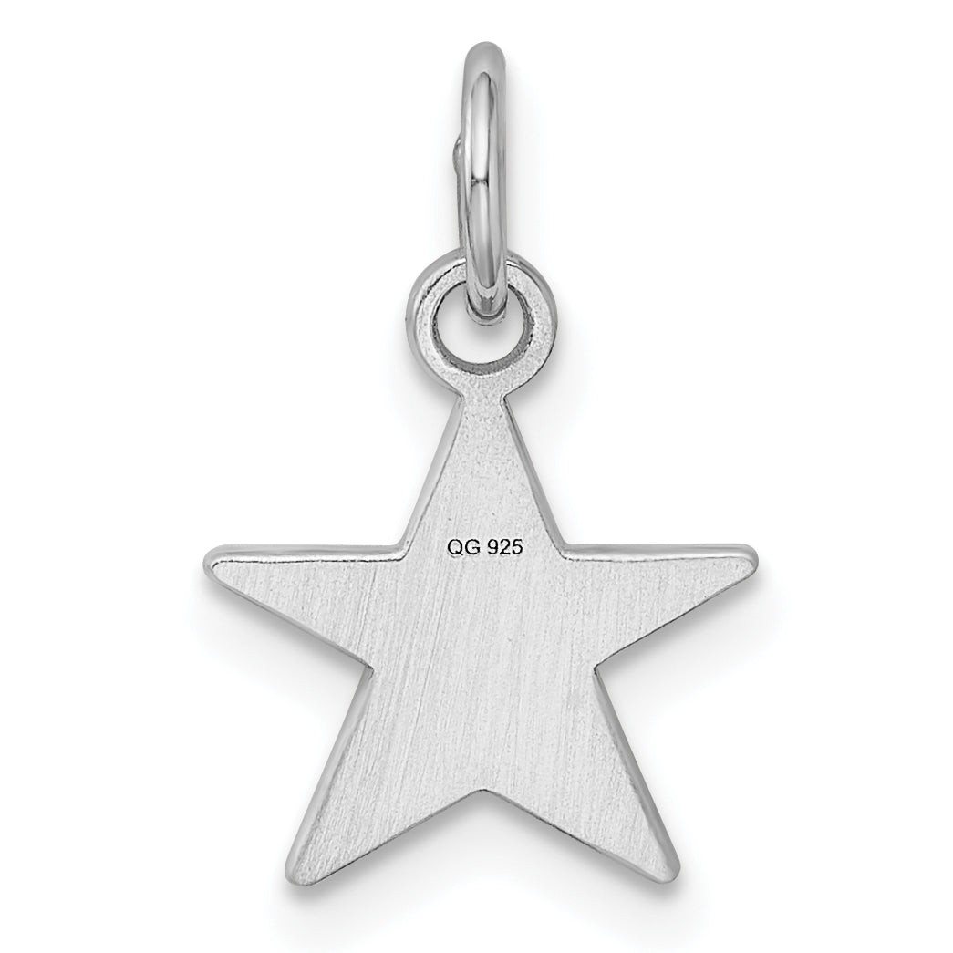 Sterlingsilber Rhodiniert Gravierbar Stern Plättchen Charm