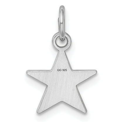 Sterlingsilber Rhodiniert Gravierbar Stern Plättchen Charm