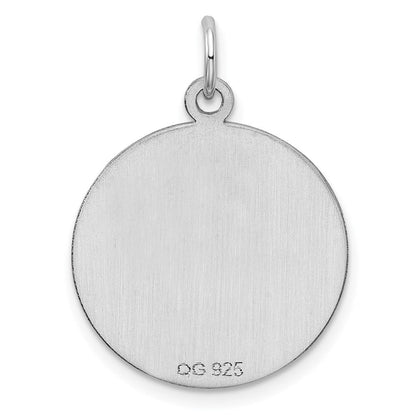 Sterlingsilber Ss Rhodiniert-plt Gravierbar Rund Gemustert Poliert Vorderseite/satin Rückseite Plättchen