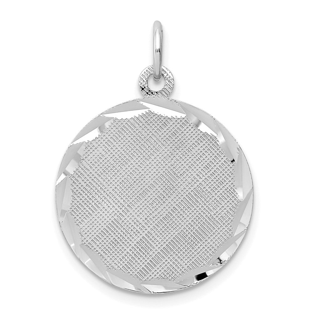 Sterlingsilber Ss Rhodiniert-plt Gravierbar Rund Gemustert Poliert Vorderseite/satin Rückseite Plättchen