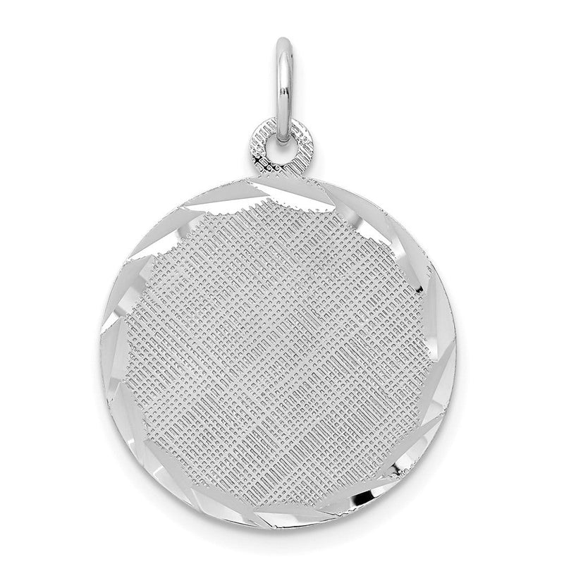 Sterlingsilber Ss Rhodiniert-plt Gravierbar Rund Gemustert Poliert Vorderseite/satin Rückseite Plättchen