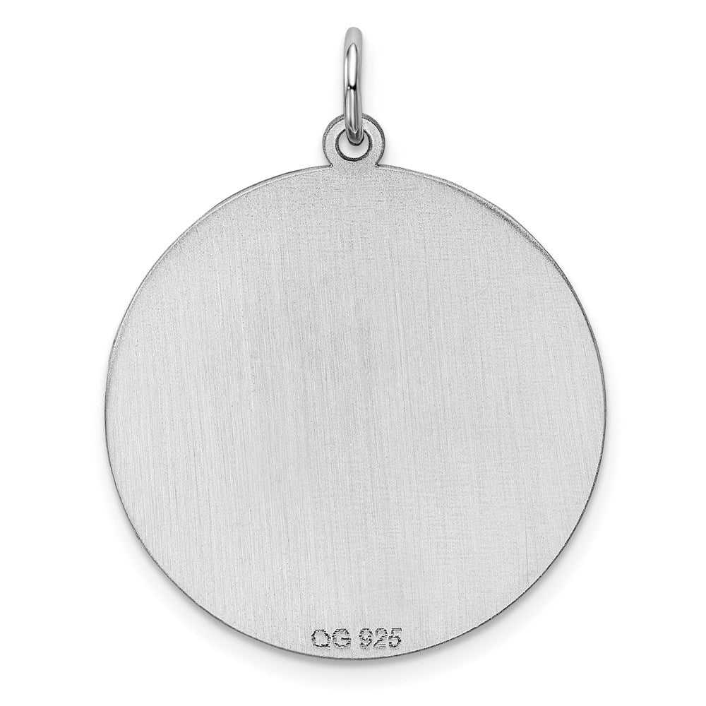 Sterlingsilber Ss Rhodiniert-plt Gravierbar Rund Gemustert Poliert Vorderseite/satin Rückseite Plättchen