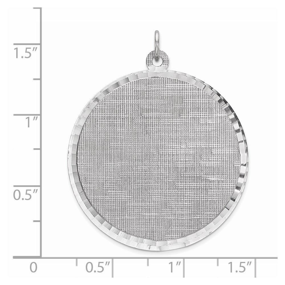 Sterlingsilber Ss Rhodiniert-plt Gravierbar Rund Gemustert Poliert Vorderseite/satin Rückseite Plättchen