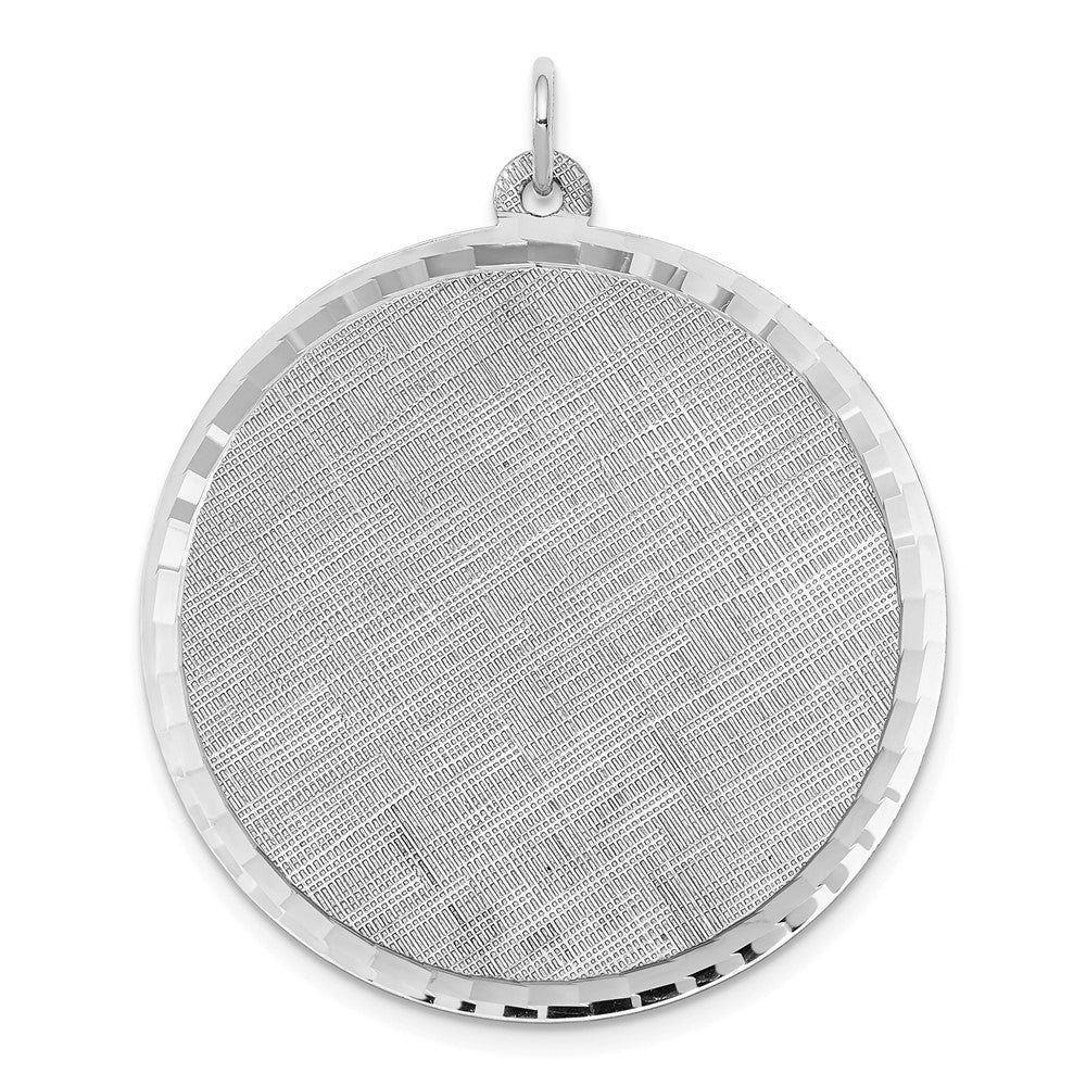 Sterlingsilber Ss Rhodiniert-plt Gravierbar Rund Gemustert Poliert Vorderseite/satin Rückseite Plättchen