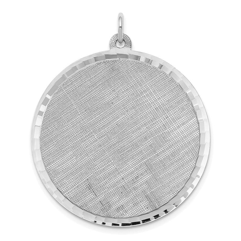 Sterlingsilber Ss Rhodiniert-plt Gravierbar Rund Gemustert Poliert Vorderseite/satin Rückseite Plättchen
