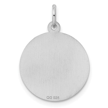 Sterlingsilber Ss Rhodiniert-plt Gravierbar Rund Gemustert Poliert Vorderseite/satin Rückseite Plättchen