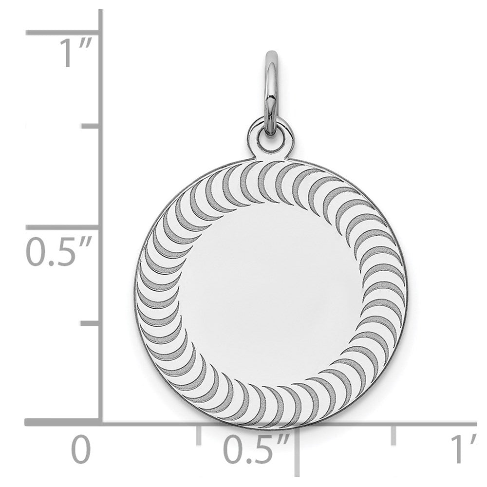 Sterlingsilber Ss Rhodiniert-plt Gravierbar Rund Gemustert Poliert Vorderseite/satin Rückseite Plättchen