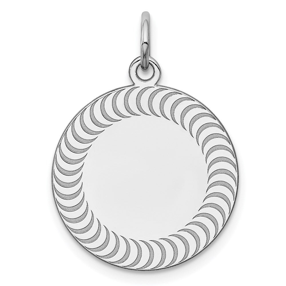 Sterlingsilber Ss Rhodiniert-plt Gravierbar Rund Gemustert Poliert Vorderseite/satin Rückseite Plättchen