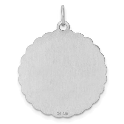 Sterlingsilber Ss Rhodiniert-plt Gravierbar Gewellt Gemustert Poliert Vorderseite/satin Rückseite Charm