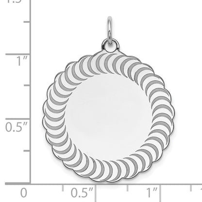 Sterlingsilber Ss Rhodiniert-plt Gravierbar Gewellt Gemustert Poliert Vorderseite/satin Rückseite Charm