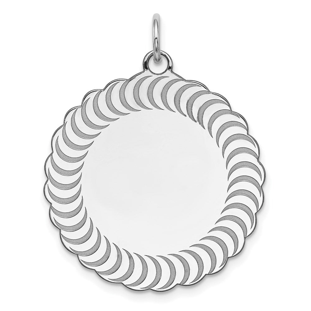 Sterlingsilber Ss Rhodiniert-plt Gravierbar Gewellt Gemustert Poliert Vorderseite/satin Rückseite Charm