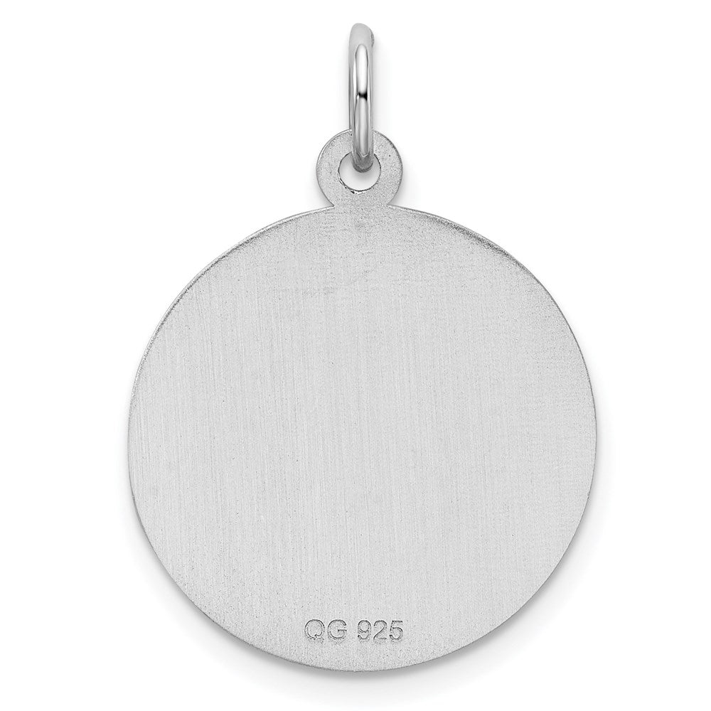 Sterlingsilber Ss Rhodiniert-plt Gravierbar Rund Gemustert Poliert Vorderseite/satin Rückseite Plättchen