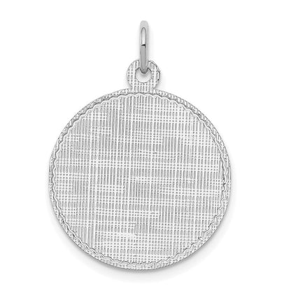 Sterlingsilber Ss Rhodiniert-plt Gravierbar Rund Gemustert Poliert Vorderseite/satin Rückseite Plättchen