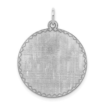 Sterlingsilber Ss Rhodiniert-plt Gravierbar Rund Gemustert Poliert Vorderseite/satin Rückseite Plättchen