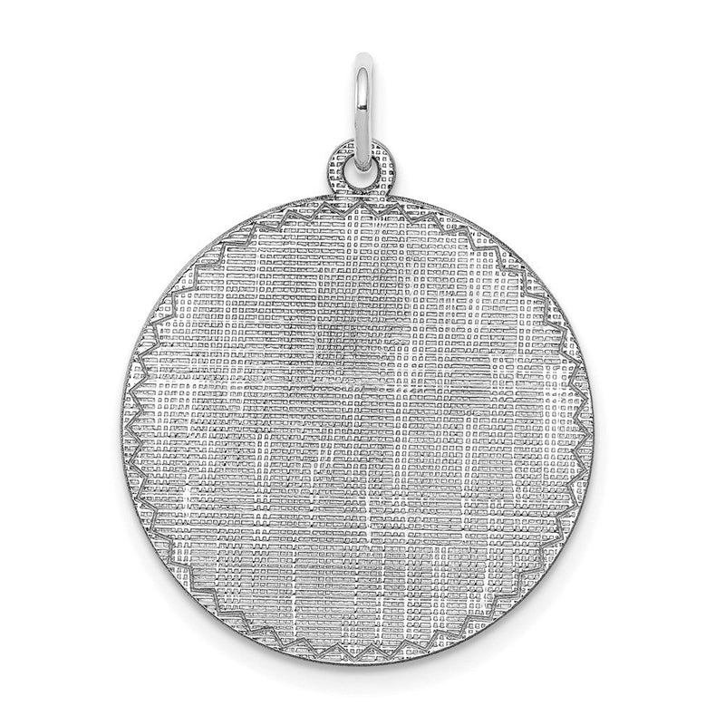 Sterlingsilber Ss Rhodiniert-plt Gravierbar Rund Gemustert Poliert Vorderseite/satin Rückseite Plättchen
