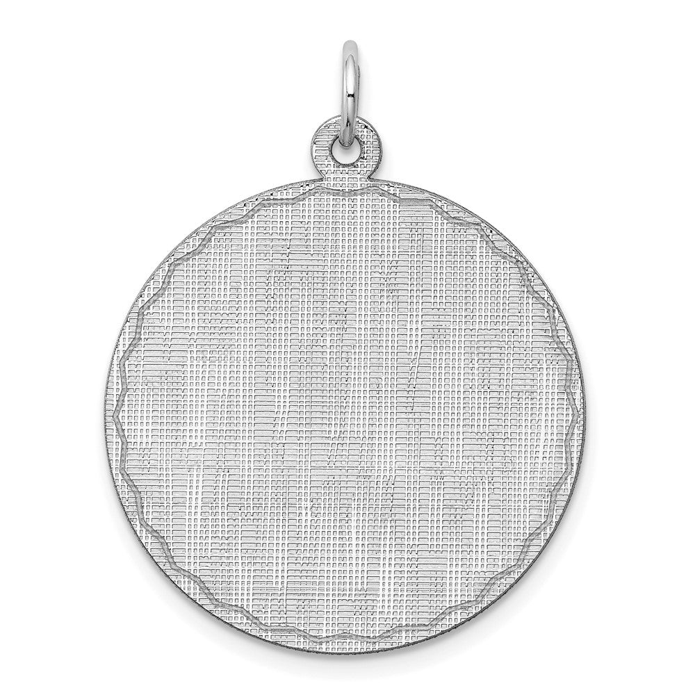 Sterlingsilber Ss Rhodiniert-plt Gravierbar Rund Gemustert Poliert Vorderseite/satin Rückseite Plättchen