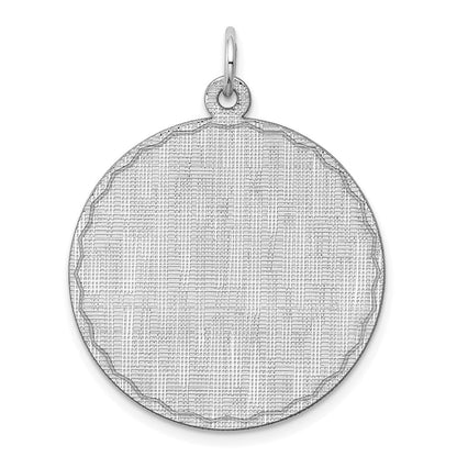 Sterlingsilber Ss Rhodiniert-plt Gravierbar Rund Gemustert Poliert Vorderseite/satin Rückseite Plättchen