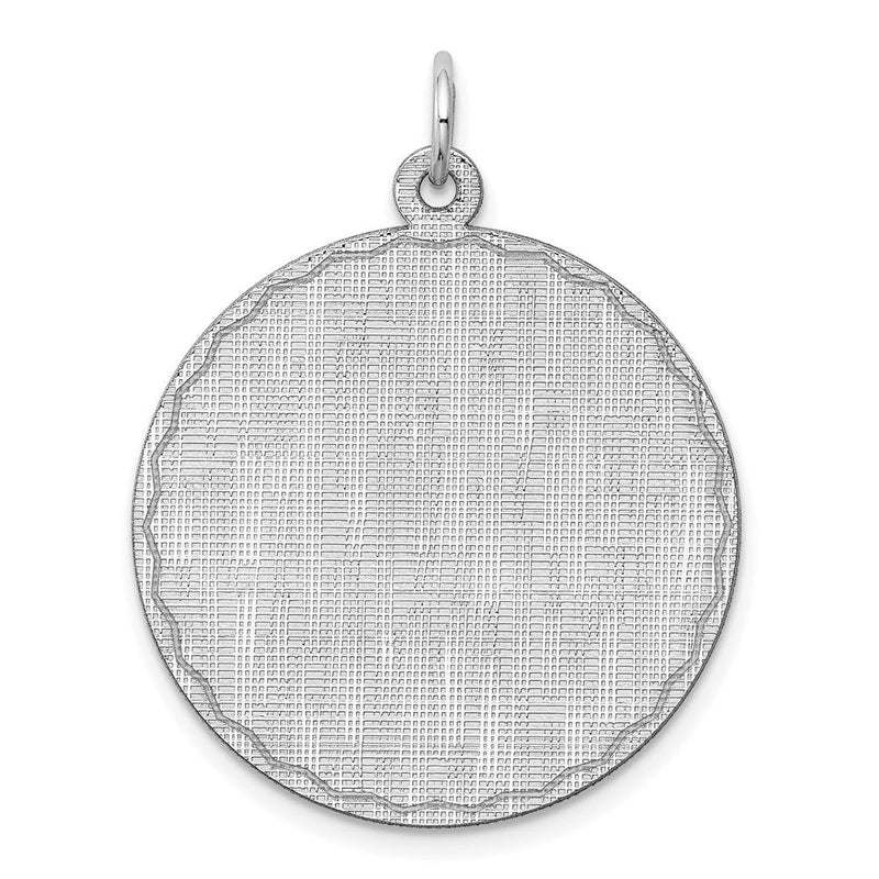 Sterlingsilber Ss Rhodiniert-plt Gravierbar Rund Gemustert Poliert Vorderseite/satin Rückseite Plättchen