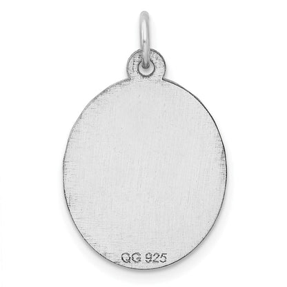 Sterlingsilber Ss Rhodiniert-plt Gravierbar Oval Gemustert Poliert Vorderseite/satin Rückseite Plättchen Charm