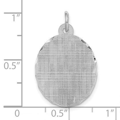 Sterlingsilber Ss Rhodiniert-plt Gravierbar Oval Gemustert Poliert Vorderseite/satin Rückseite Plättchen Charm