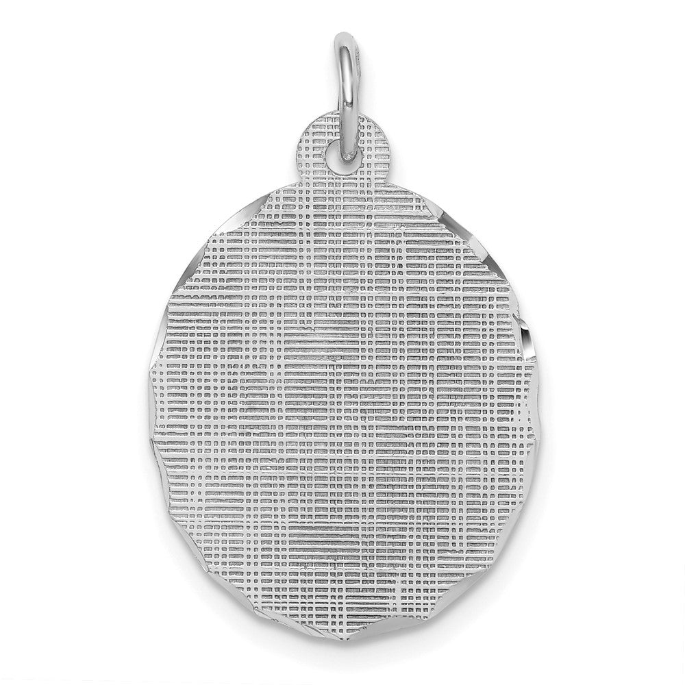 Sterlingsilber Ss Rhodiniert-plt Gravierbar Oval Gemustert Poliert Vorderseite/satin Rückseite Plättchen Charm