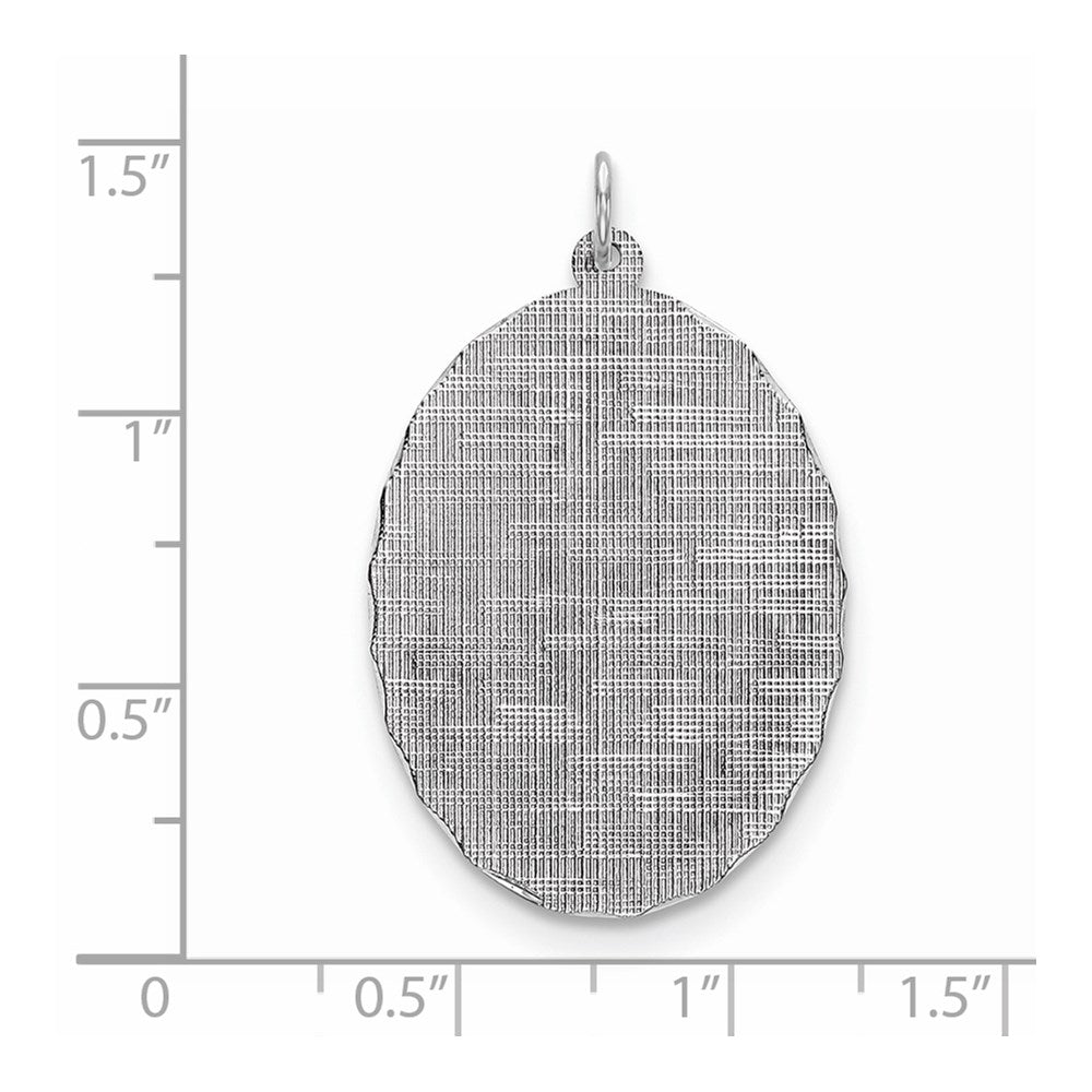 Sterlingsilber Ss Rhodiniert-plt Gravierbar Oval Gemustert Poliert Vorderseite/satin Rückseite Plättchen Charm