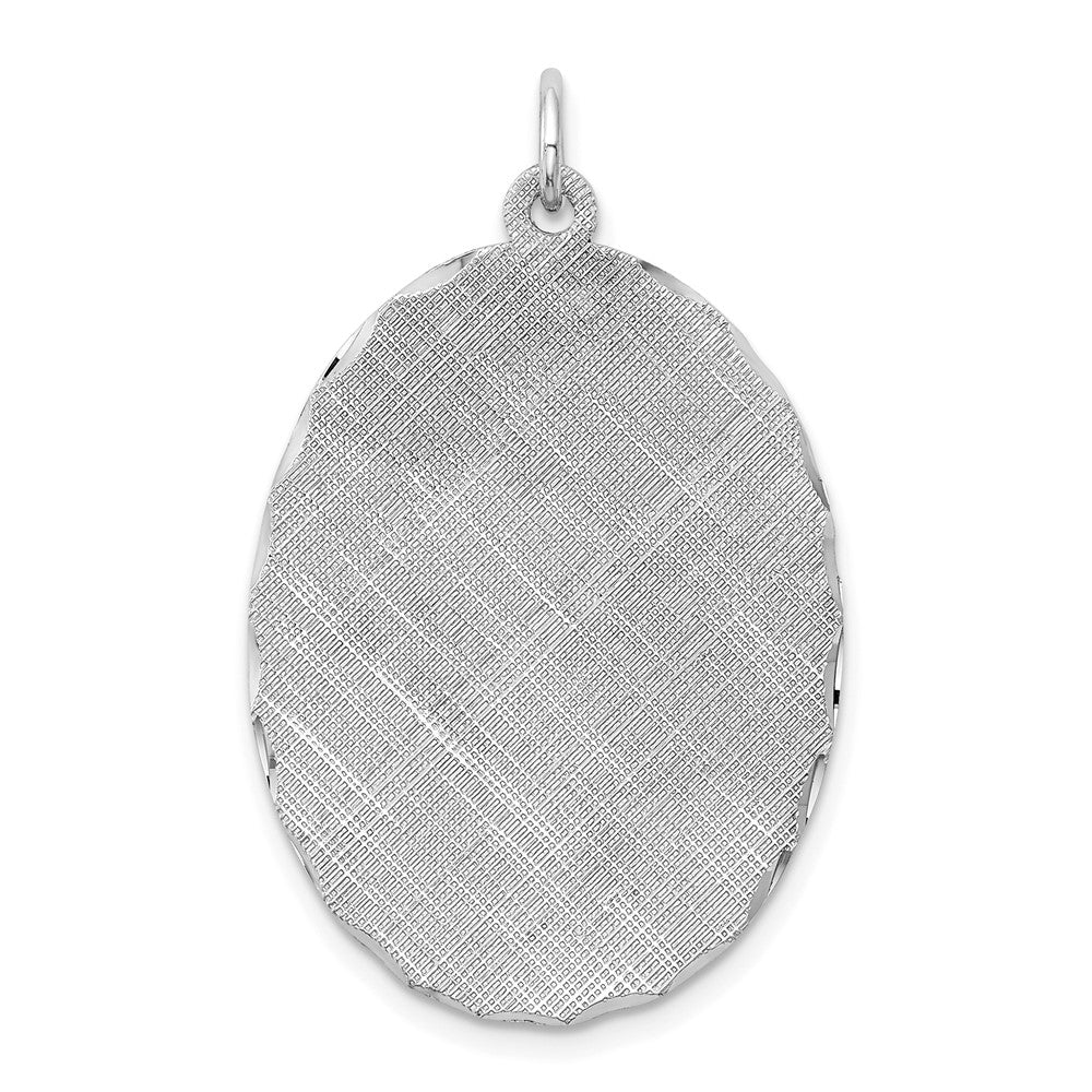 Sterlingsilber Ss Rhodiniert-plt Gravierbar Oval Gemustert Poliert Vorderseite/satin Rückseite Plättchen Charm