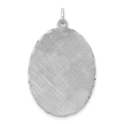 Sterlingsilber Ss Rhodiniert-plt Gravierbar Oval Gemustert Poliert Vorderseite/satin Rückseite Plättchen Charm