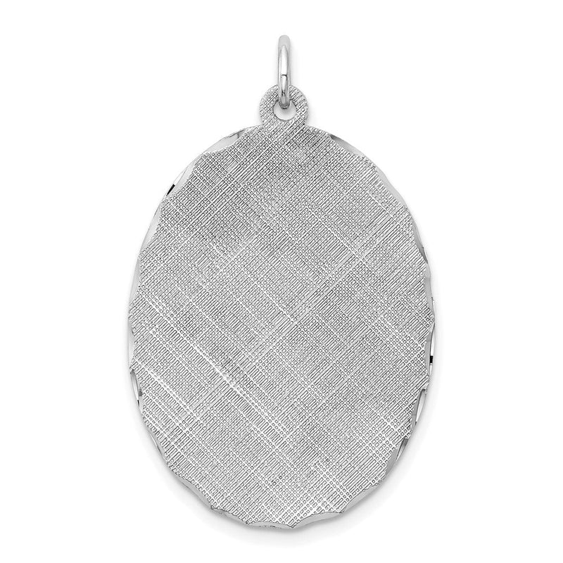 Sterlingsilber Ss Rhodiniert-plt Gravierbar Oval Gemustert Poliert Vorderseite/satin Rückseite Plättchen Charm