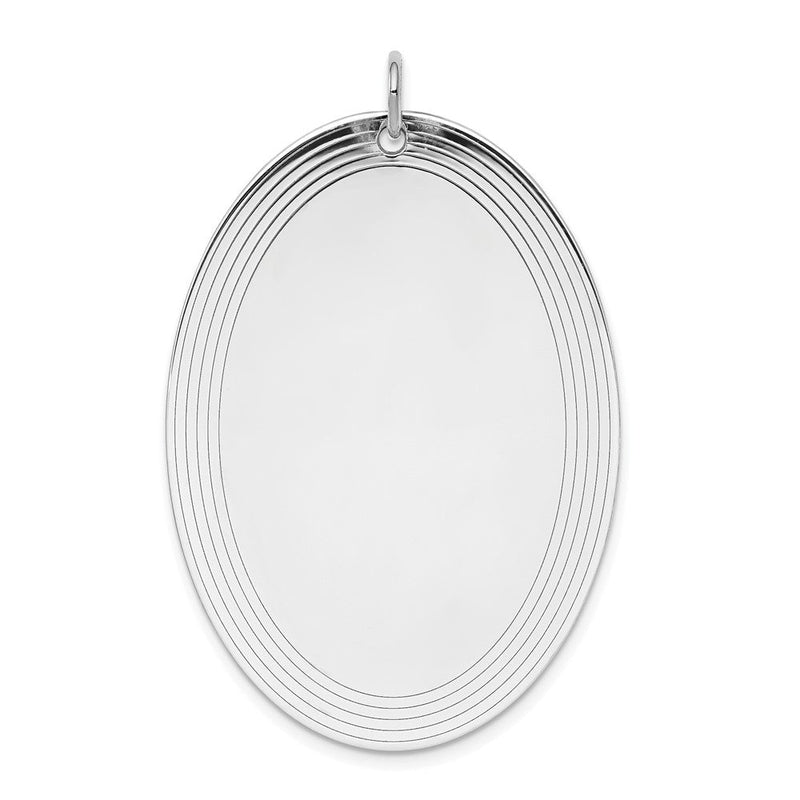 Sterlingsilber Sterl Rhodiniert-plt Gravierbar Oval Poliert Vorderseite/satin Rückseite Plättchen Charm