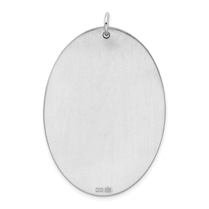Sterlingsilber Sterl Rhodiniert-plt Gravierbar Oval Poliert Vorderseite/satin Rückseite Plättchen Charm