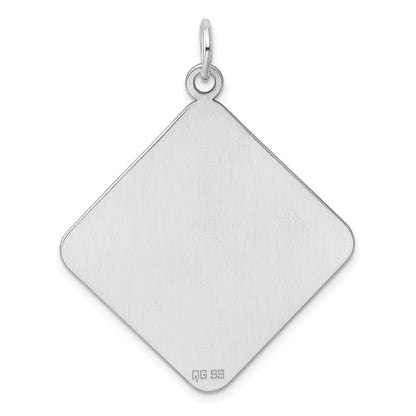 Sterlingsilber Rhodiniert-plt Gravierbar Poliert Vorderseite/satin Rückseite Plättchen Charm