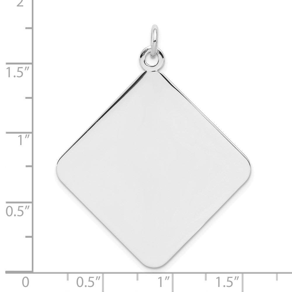 Sterlingsilber Rhodiniert-plt Gravierbar Poliert Vorderseite/satin Rückseite Plättchen Charm