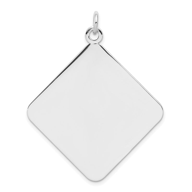 Sterlingsilber Rhodiniert-plt Gravierbar Poliert Vorderseite/satin Rückseite Plättchen Charm