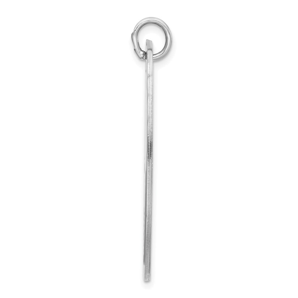 Sterlingsilber Rhodiniert Gravierbar Poliert & Striped Vorderseite/satin Rückseite Plättchen Charm
