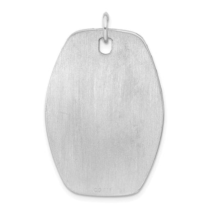 Sterlingsilber Rhodiniert Gravierbar Poliert & Striped Vorderseite/satin Rückseite Plättchen Charm