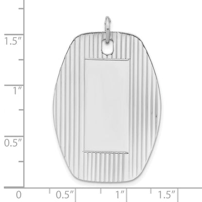 Sterlingsilber Rhodiniert Gravierbar Poliert & Striped Vorderseite/satin Rückseite Plättchen Charm