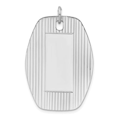Sterlingsilber Rhodiniert Gravierbar Poliert & Striped Vorderseite/satin Rückseite Plättchen Charm