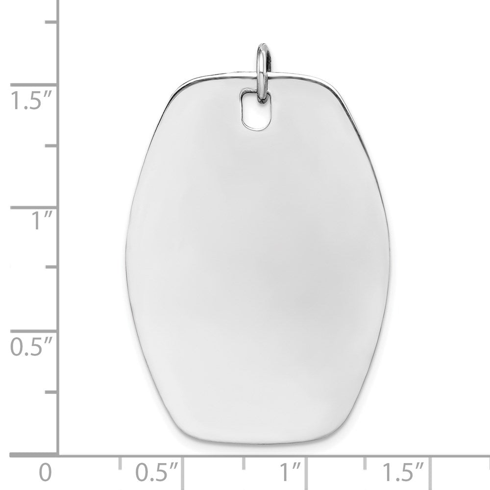 Sterlingsilber Rhodiniert-plt Gravierbar Poliert Vorderseite/satin Rückseite Plättchen Charm