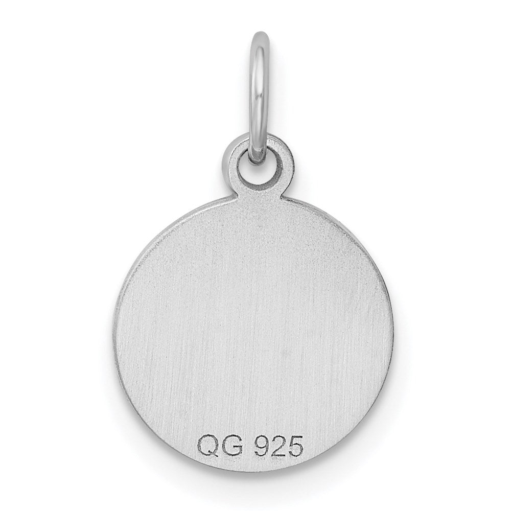 Sterlingsilber Ss Rhodiniert-plt Gravierbar Rund Poliert Vorderseite/satin Rückseite Plättchen Charm