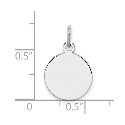 Sterlingsilber Rhodiniert-plt Gravierbar Rund Poliert Vorderseite/back Plättchen Charm