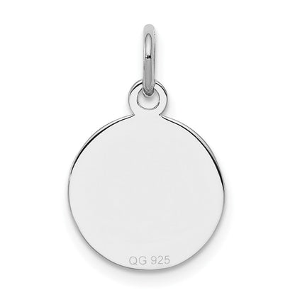 Sterlingsilber Rhodiniert-plt Gravierbar Rund Poliert Vorderseite/back Plättchen Charm