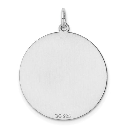 Sterlingsilber Rhodiniert Eng. Rund Poliert Vorderseite/satin Rückseite Plättchen Charm