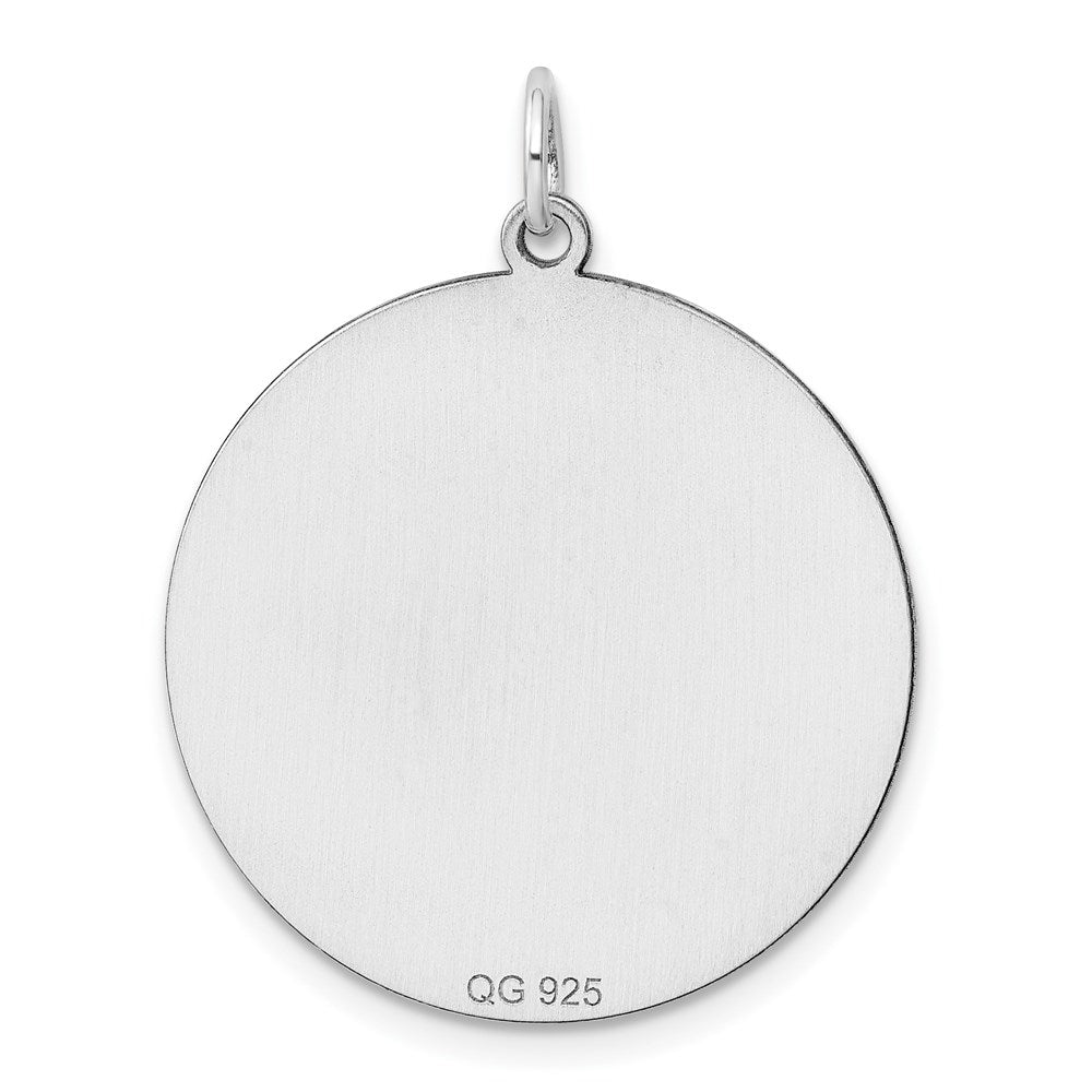 Sterlingsilber Rhodiniert Eng. Rund Poliert Vorderseite/satin Rückseite Plättchen Charm