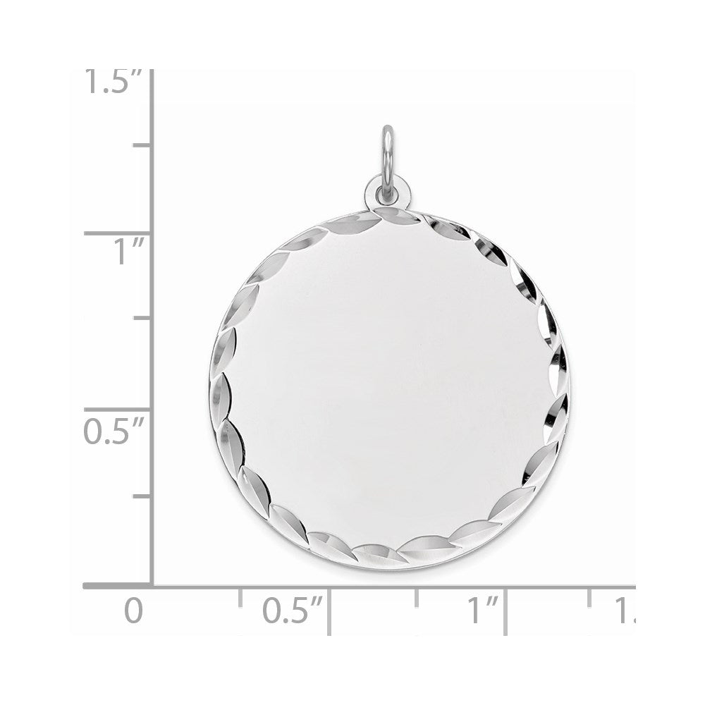 Sterlingsilber Rhodiniert Eng. Rund Poliert Vorderseite/back Plättchen Charm